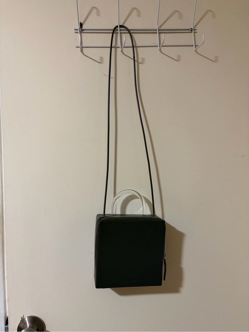 Building Block Olive Green Crossbody Box Bag with Clear Top Handle
